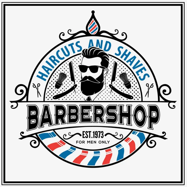 Плакат парикмахерской, шаблон баннера с бородатыми людьми. Векторная иллюстрация — стоковый вектор
