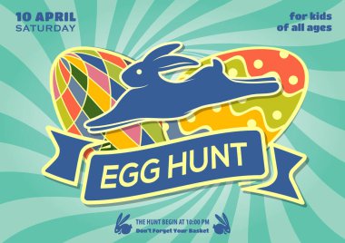 Paskalya Yumurtası Avı poster şablonu. Vektör illüstrasyonu