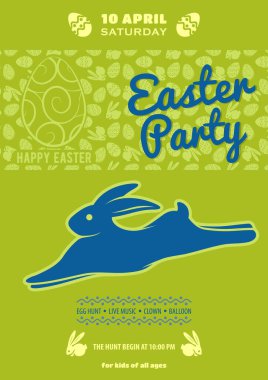 Paskalya Yumurtası Avı poster şablonu. Vektör illüstrasyonu