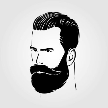 Sakallı adamlar, hippi suratlı ikon izole edilmiş. Vektör 