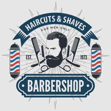 Berber dükkanı logosu tasarımı konsepti.