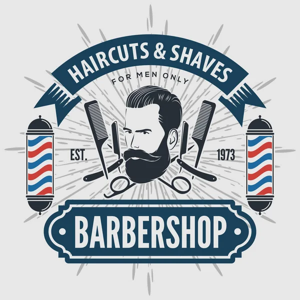 Conceito de design de logotipo de barbearia com pólo de barbeiro — Vetor de Stock