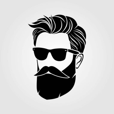 Güneş gözlüklü sakallı adamlar, hippi suratlı ikon. 
