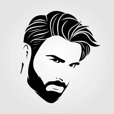 Sakallı adamlar, hippi suratlı ikon izole edilmiş. Vektör 