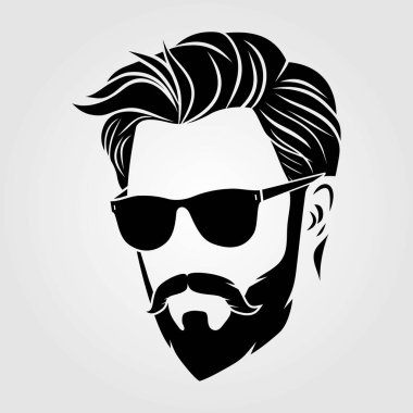 Güneş gözlüklü sakallı adamlar, hippi suratlı ikon. 