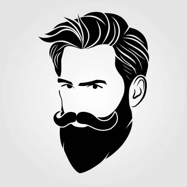 Bearded men, hipster face icon isolated. Vector — Stock Vector