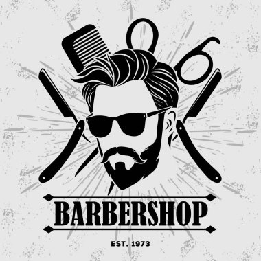 Sakallı adamlarla berber dükkanının poster şablonu