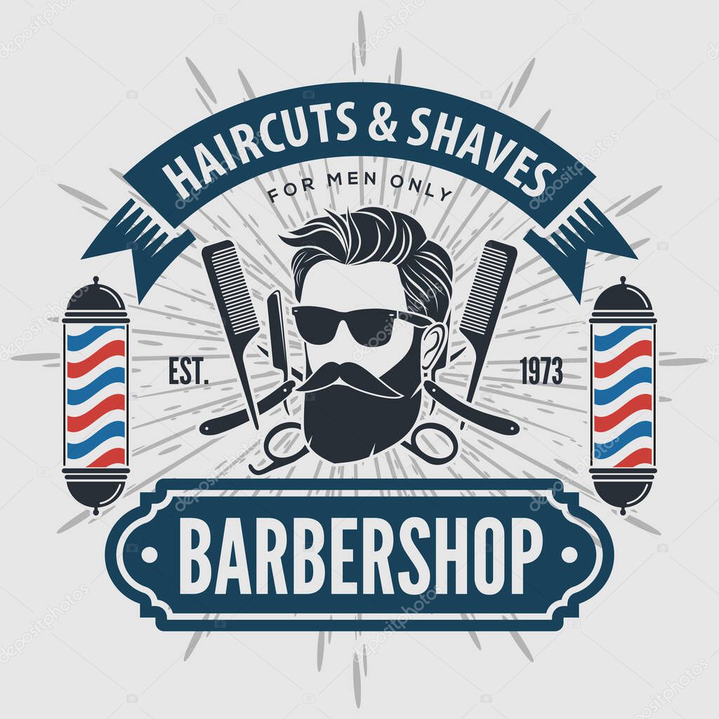 Barber shop poster template with Bearded men