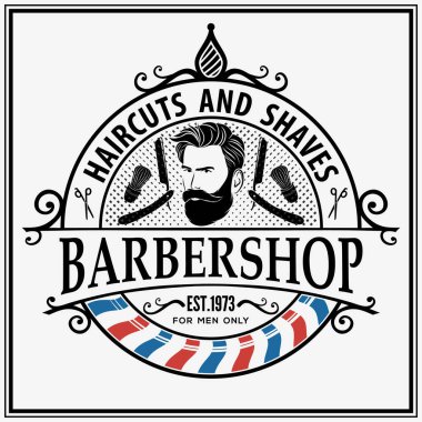 Sakallı adamlarla berber dükkanının poster şablonu