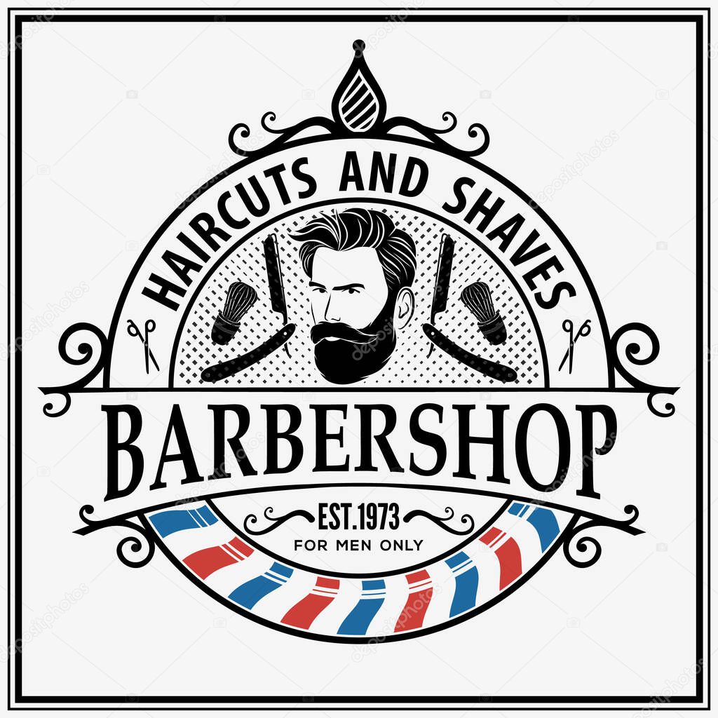 Barber shop poster template with Bearded men