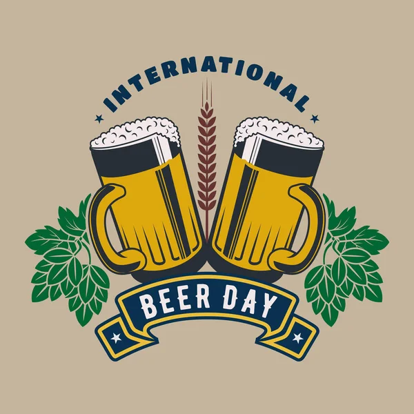 Plakát nebo šablona k Mezinárodnímu dni piva — Stockový vektor