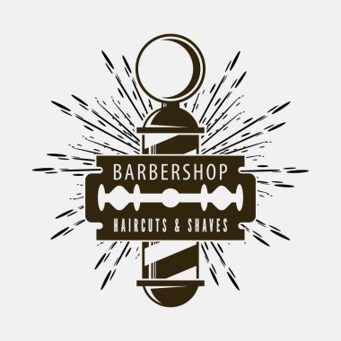 Berber dükkanı afiş şablonu ve berber direği