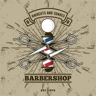 Berber dükkanı afiş şablonu ve berber direği