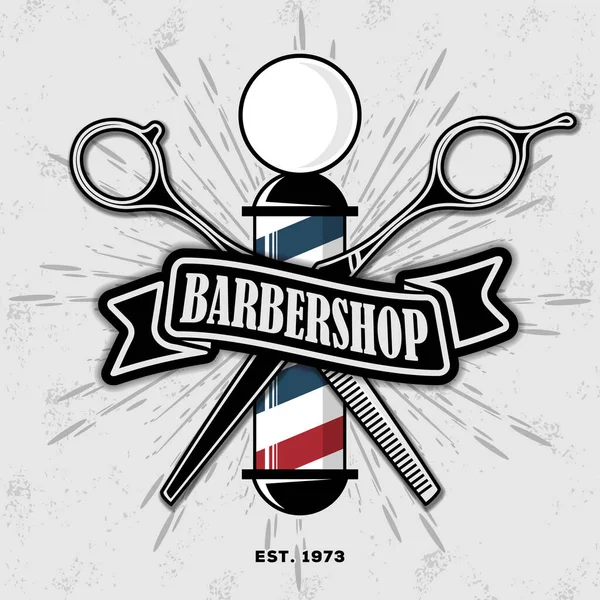 Plakat sklepu fryzjerskiego szablon z kijem fryzjerskim — Wektor stockowy