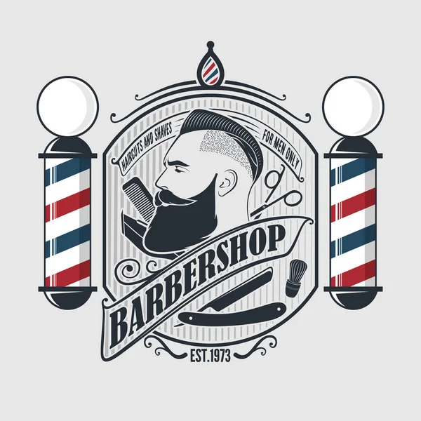 Plantilla de póster de barbería con barra de barbero — Vector de stock