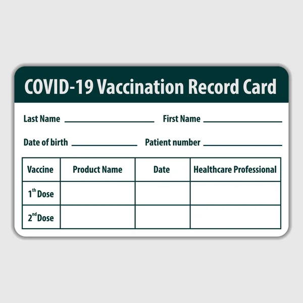 Covid 19 Aşılama Kart Modeli. Vektör şablonu