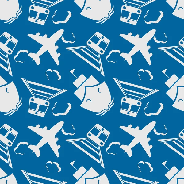 Kusursuz Seyahat Düzeni Uçak, Tren ve Gemi. Vektör illüstrasyonu