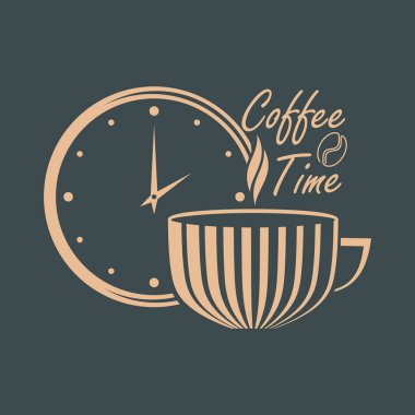 Kahve zamanı konsept tasarım şablonu. Vektör illüstrasyonu