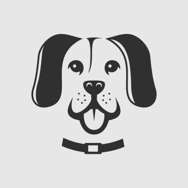 Yan Profilde Köpek Başı Silueti Çizimi. Vektör illüstrasyonu