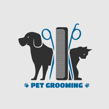 Evcil Hayvan Bakım Salonu Posteri. Vektör illüstrasyonu.