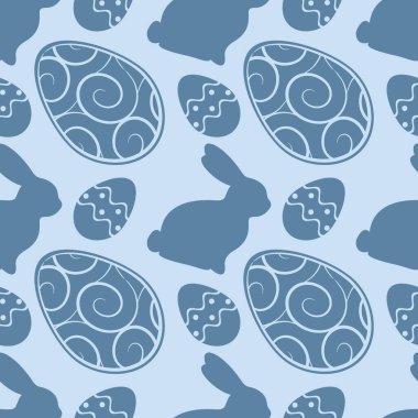 Yumurta ve tavşan ile Seamless Paskalya modeli. Vektör çizim