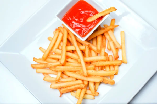 Fried Potato with tomato on white background — Stock Photo, Image