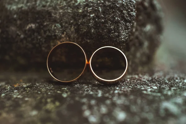 Dos anillos de boda en una piedra — Foto de Stock