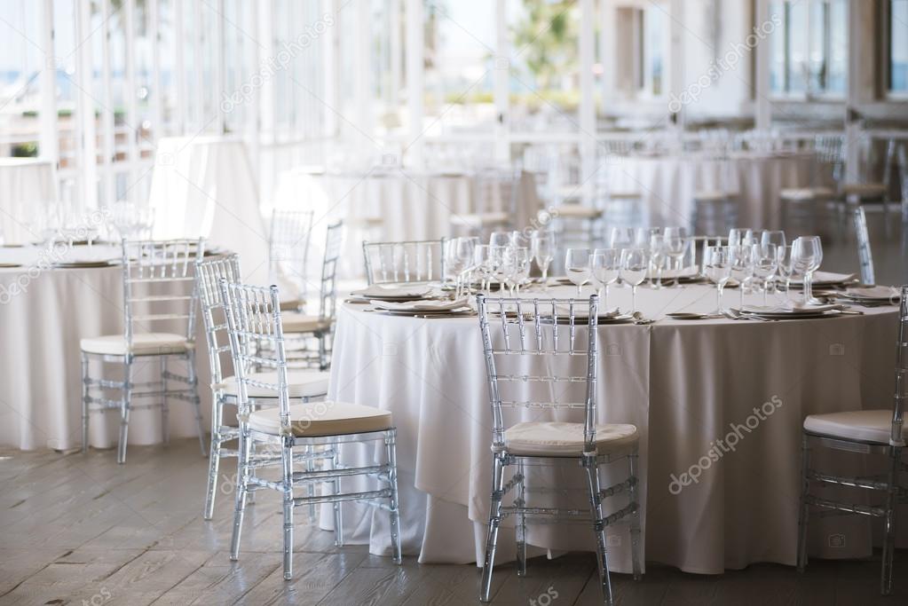 Tables arranged for a wedding day