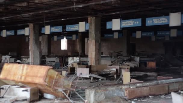 Marché alimentaire abandonné à Pripyat . — Video