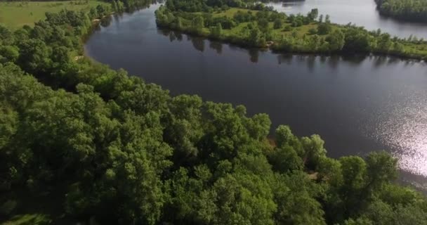 Aard van de lente - eiland en zijrivieren van de rivier de Dnjepr in de buurt van Kiev in Oekraïne — Stockvideo