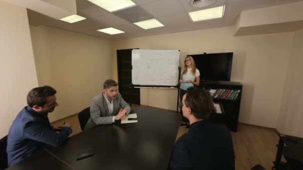 Briefing de la jeune équipe d'affaires dans une salle de réunion 