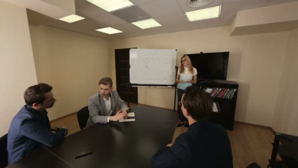 Briefing de la jeune équipe d'affaires dans une salle de réunion 