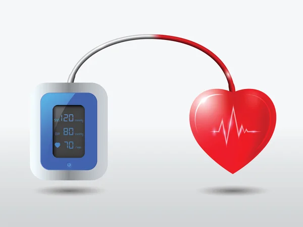 Blood pressure monitor  and heart — Stock Vector
