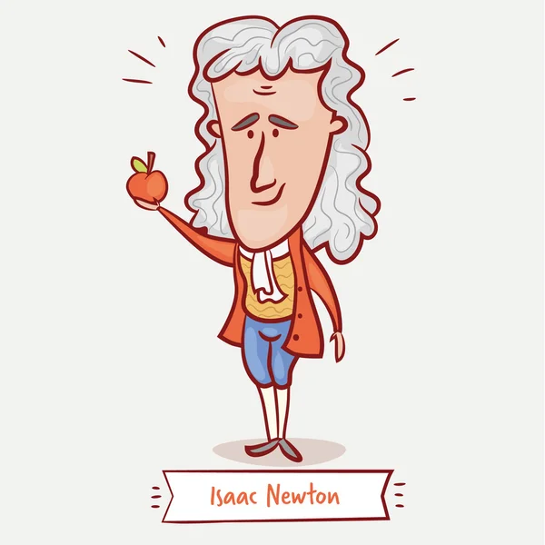 Scientist physicist Isaac Newton with an apple — Stock Vector