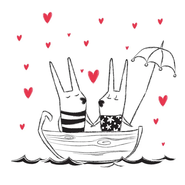 Sevgililer günü kartı sevimli tavşan ile