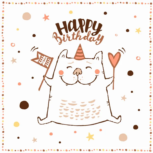 mutlu doğum günü kartı ile kedi