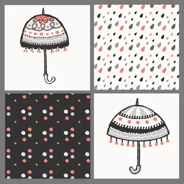 Patrones sin costuras con paraguas lindo — Archivo Imágenes Vectoriales