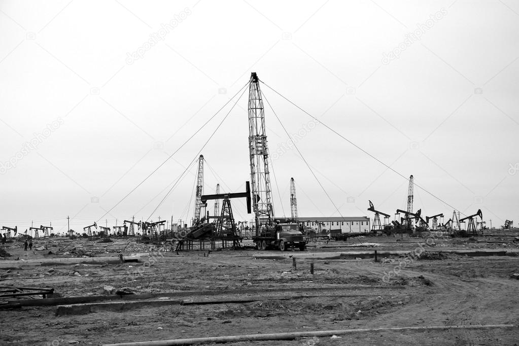 Oil drill in on-shore field near Baku, Azerbaijan