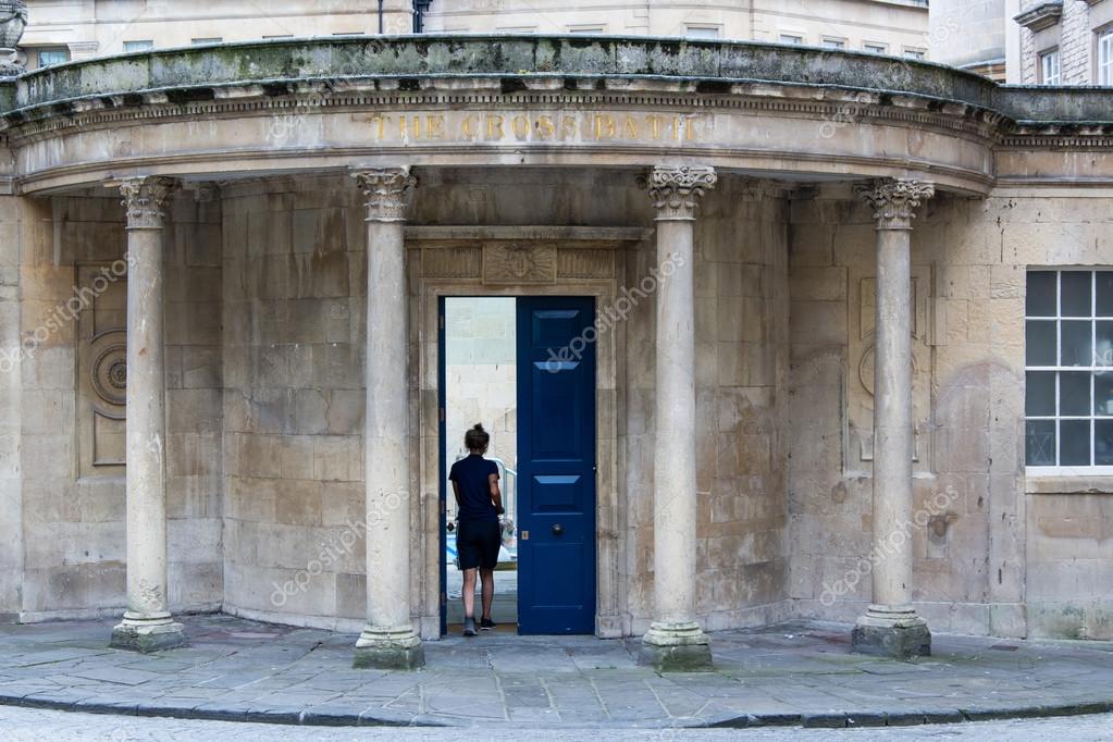 lady walking through door