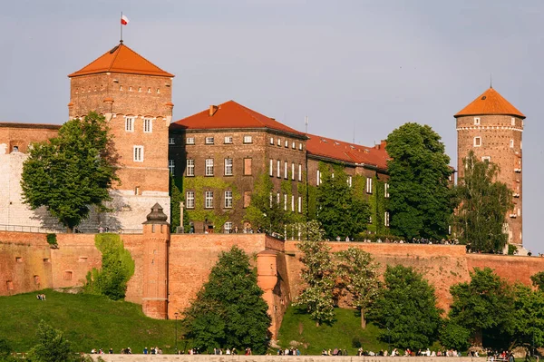 Vista Castello Wawel Nella Città Cracovia Cracovia Polonia Tramonto Estate — Foto Stock