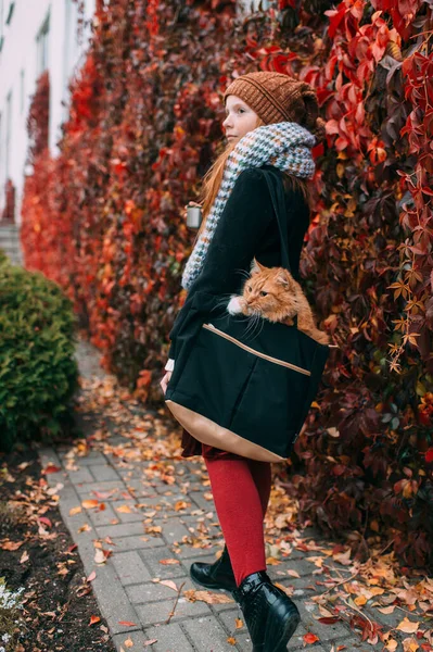 Jeune Fille Taches Rousseur Dans Des Vêtements Élégants Avec Tasse — Photo