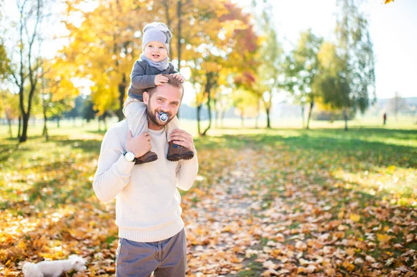 Grappige Man Met Baby Tepel Zijn Muis Jonge Vader Houdt — Stockfoto