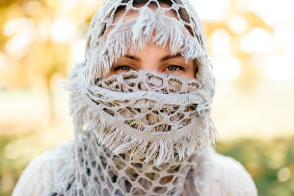 Arabian Woman Wrapped Yashmak Closeup Portrait — Stock Photo, Image