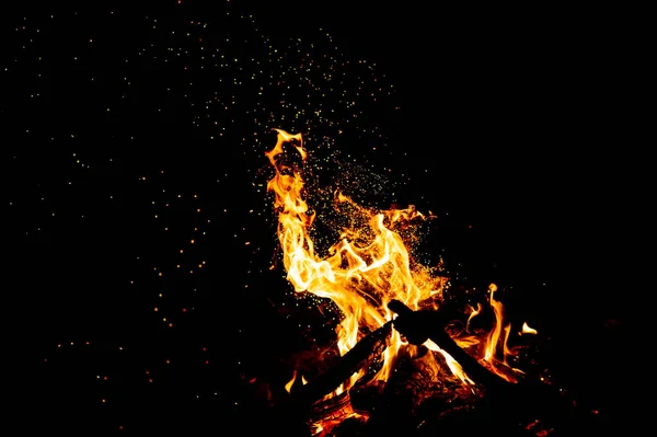 Brûler Des Bois Avec Des Étincelles Flamme Fumée Étranges Étranges — Photo