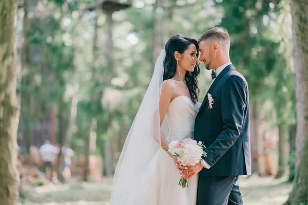 Magnifique Mariage Couple Extérieur Portrait — Photo