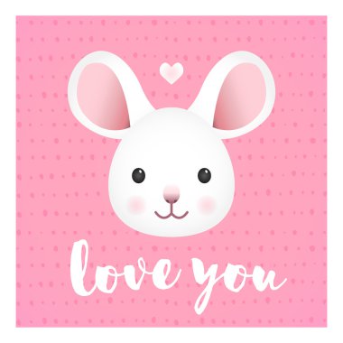 Pembe arka plan üzerinde sevimli fare ile Vektör aşk kartı.