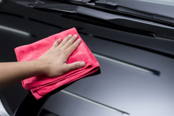 Serie Detalles Del Coche Limpieza Coche Negro — Foto de Stock