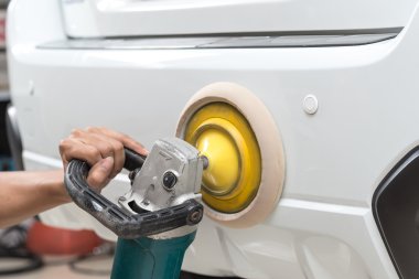 Araba serisi ayrıntılı: parlatma beyaz araba