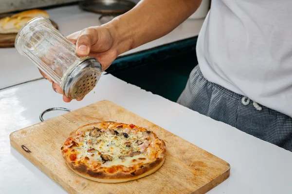 Série Alimentos Fazendo Mini Pizza — Fotografia de Stock