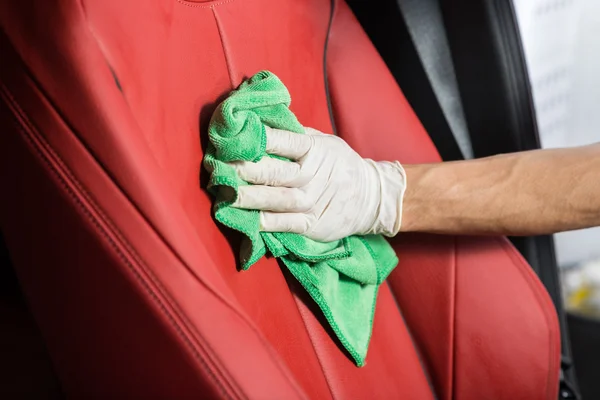 Samochód szczegółowo serii: czyszczenie samochodów seat — Zdjęcie stockowe